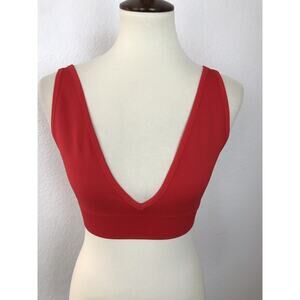 WeWoreWhat Bra Top Plunge Ribbed Stretch Knit Lingerie